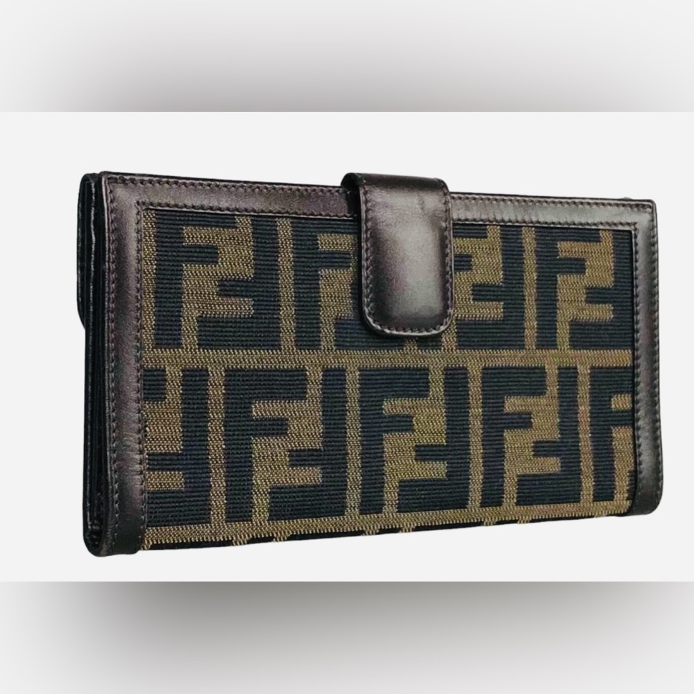 FENDI Long Wallet Purse Zucca Canvas